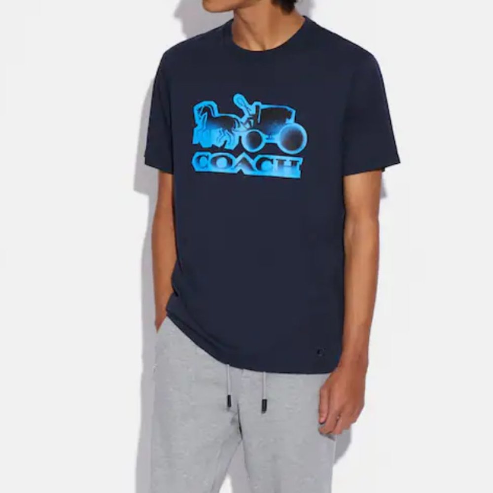 NWT COACH SPRAY PAINT HORSE & CARRIAGE T SHIRT